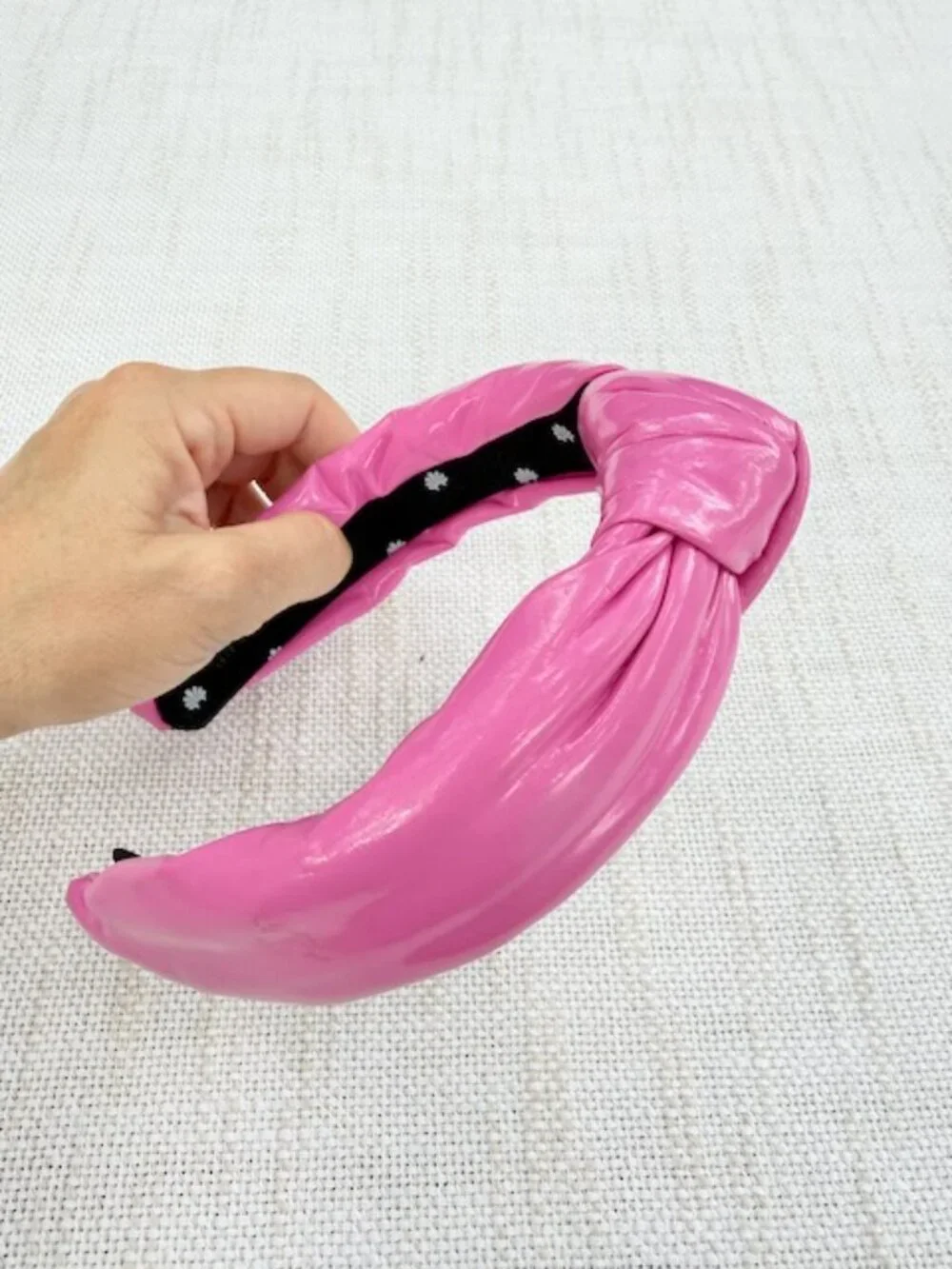 Lele Sadoughi Pink Patent Knot Headband